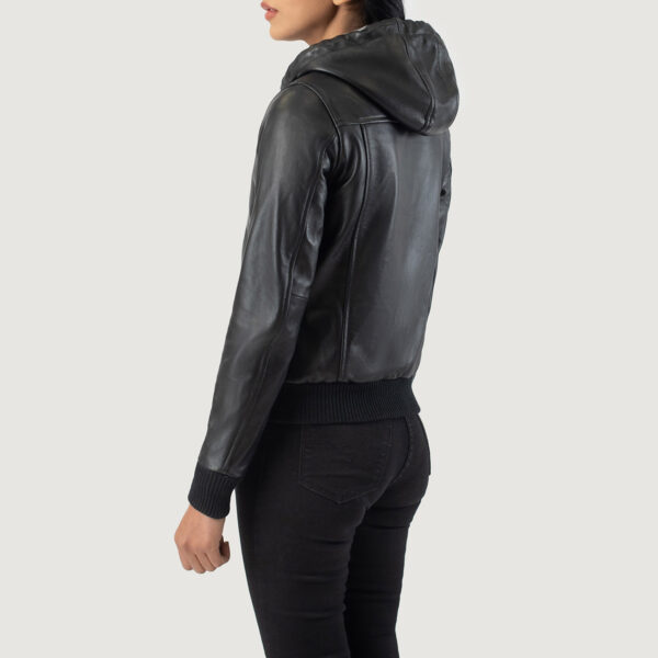 Black Hooded Leather Jacket Women