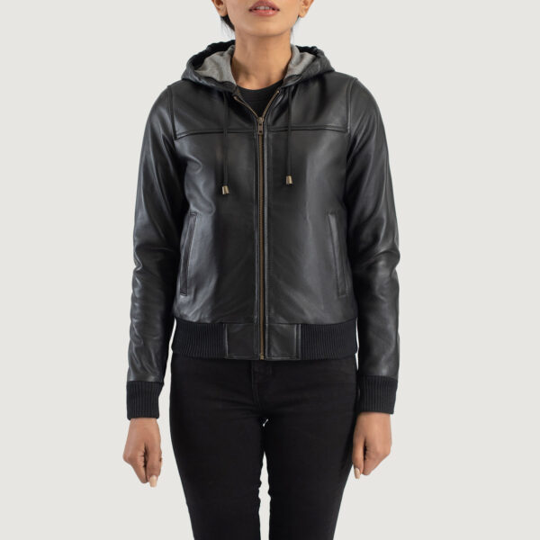 Women’s Hooded Leather Jacket Ladies’ Hooded Leather Jacket