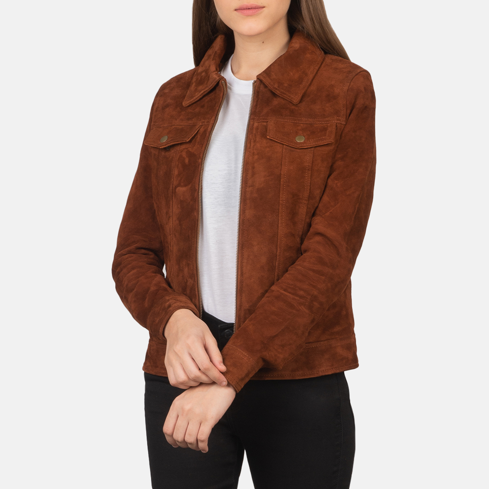 facto women suede trucker jacket