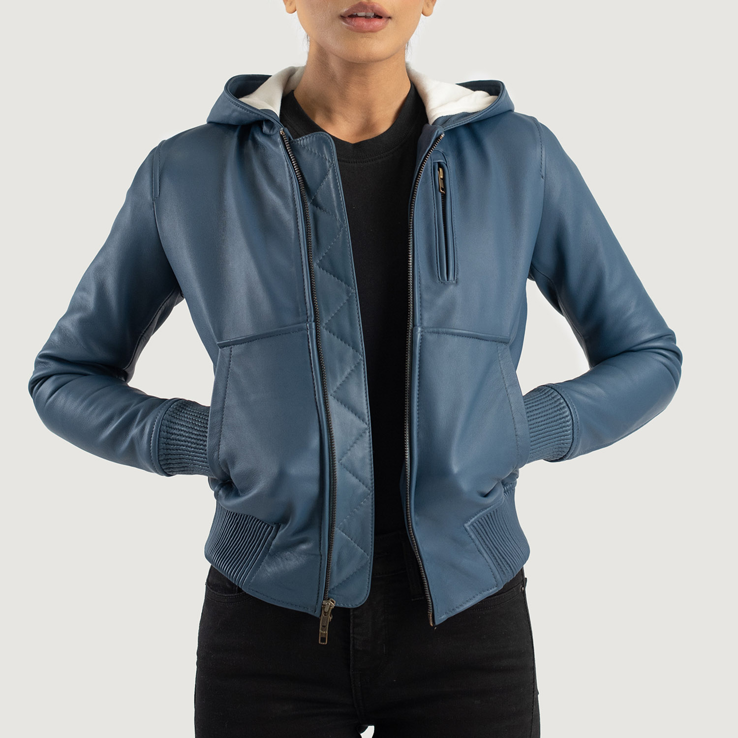 Women’s Hooded Leather Jacket Hooded Leather Jacket for Women