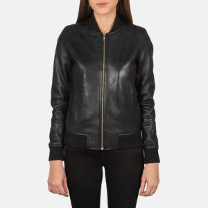 ladies black leather jacket