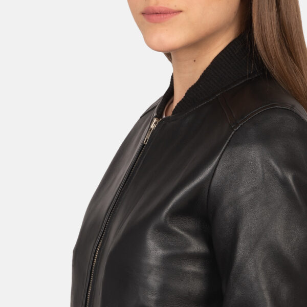 black leather facto bomber jacket