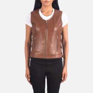 Leather Motorcycle Vest Women Stylish Leather Vest for Women