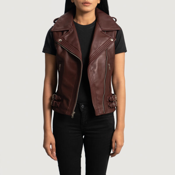 Classic Leather Vest Women Women’s Slim Fit Leather Vest Leather Vest with Pockets Women