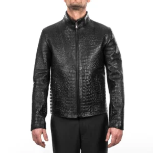 facto embossed crocodile leather jacket