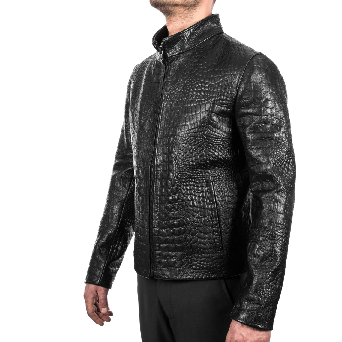 mens crocodile leather jacket