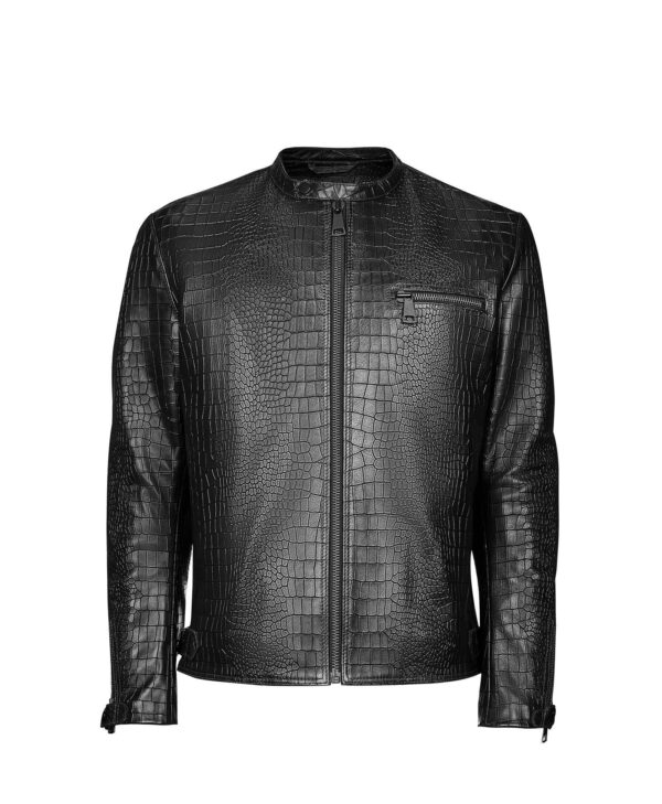 facto embossed leather jacket