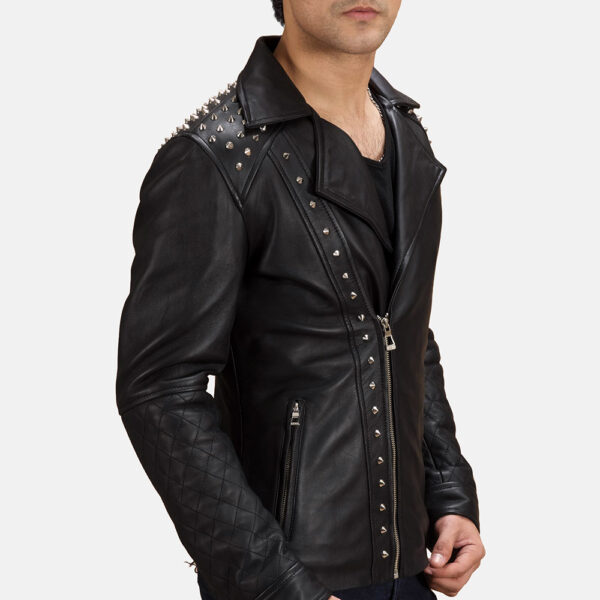 mens facto leather studded jacket