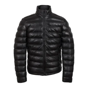 mens leather puffer jacket