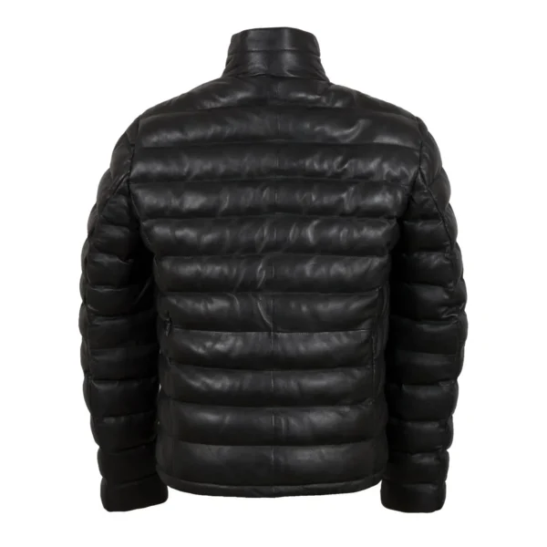 genuine leather puffer jacket