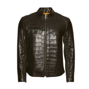 mens embossed leather jacket