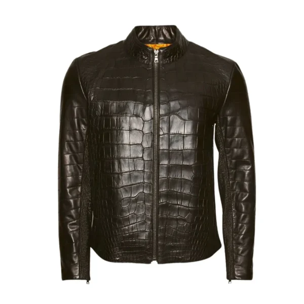 mens embossed leather jacket