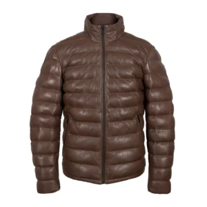 brown puffer jacket