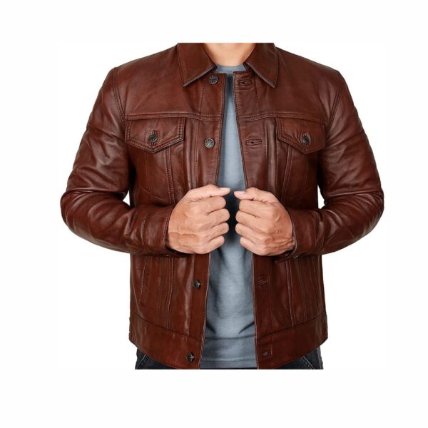 Men’s Leather Trucker Jacket Leather Trucker Jacket for Men Men’s Classic Leather Trucker Jacket