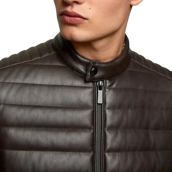 puffer genuine leather jacket