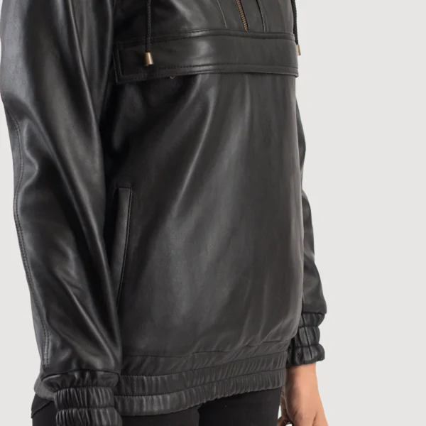 Fashion Leather Jacket with Hood Women