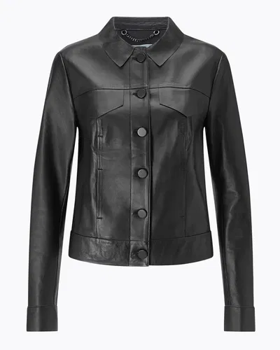 Black Leather Trucker Jacket Women