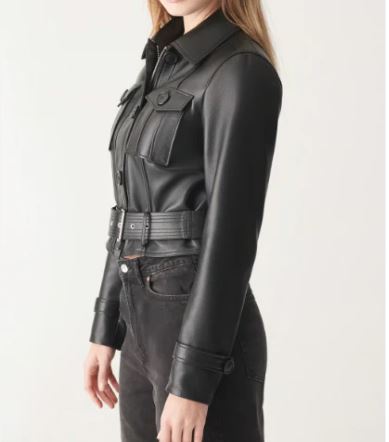 Black Leather Trucker Jacket Women