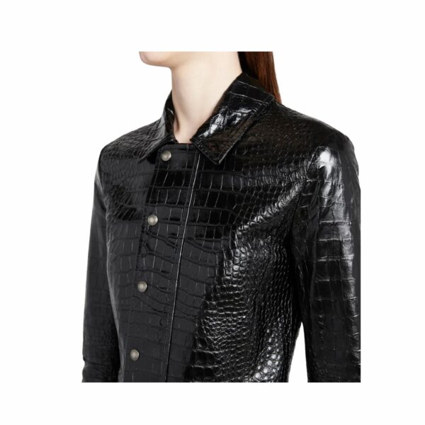 Women’s characodile embossed leather jacket Characodile embossed jacket women Crocodile embossed leather jacket